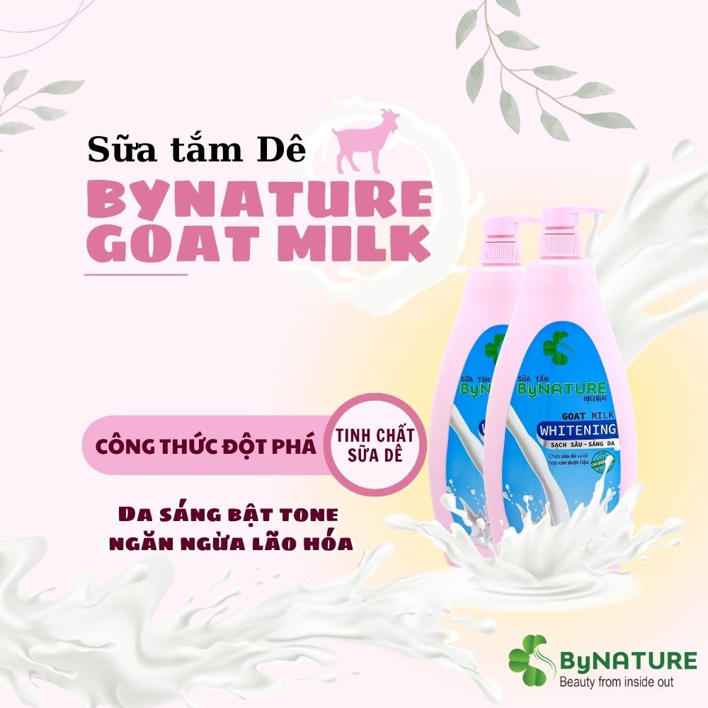 Chai Sữa tắm Dê ByNature Goat Milk 600g với chất sữa mịn màng